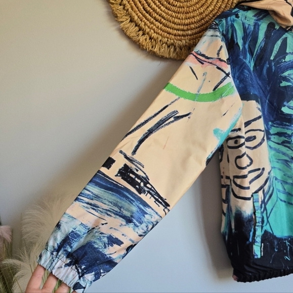 Jean-Michel Basquiat Members Only New Front Zip Hooded Windbreaker Size Medium - Picture 7 of 13